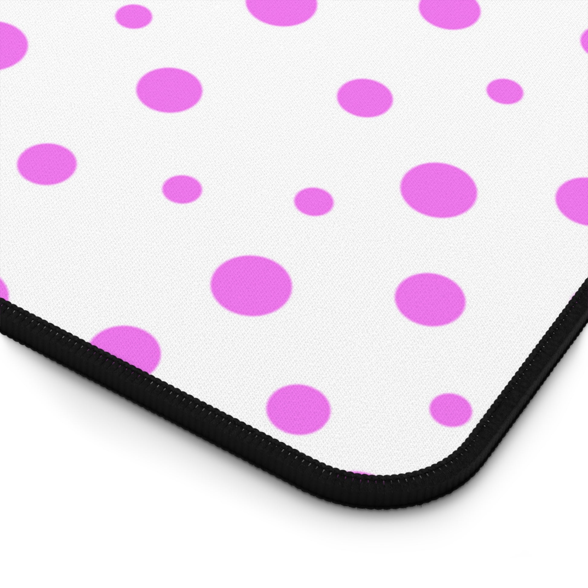 Pink Dots & White Desk Mat - Desk Cookies