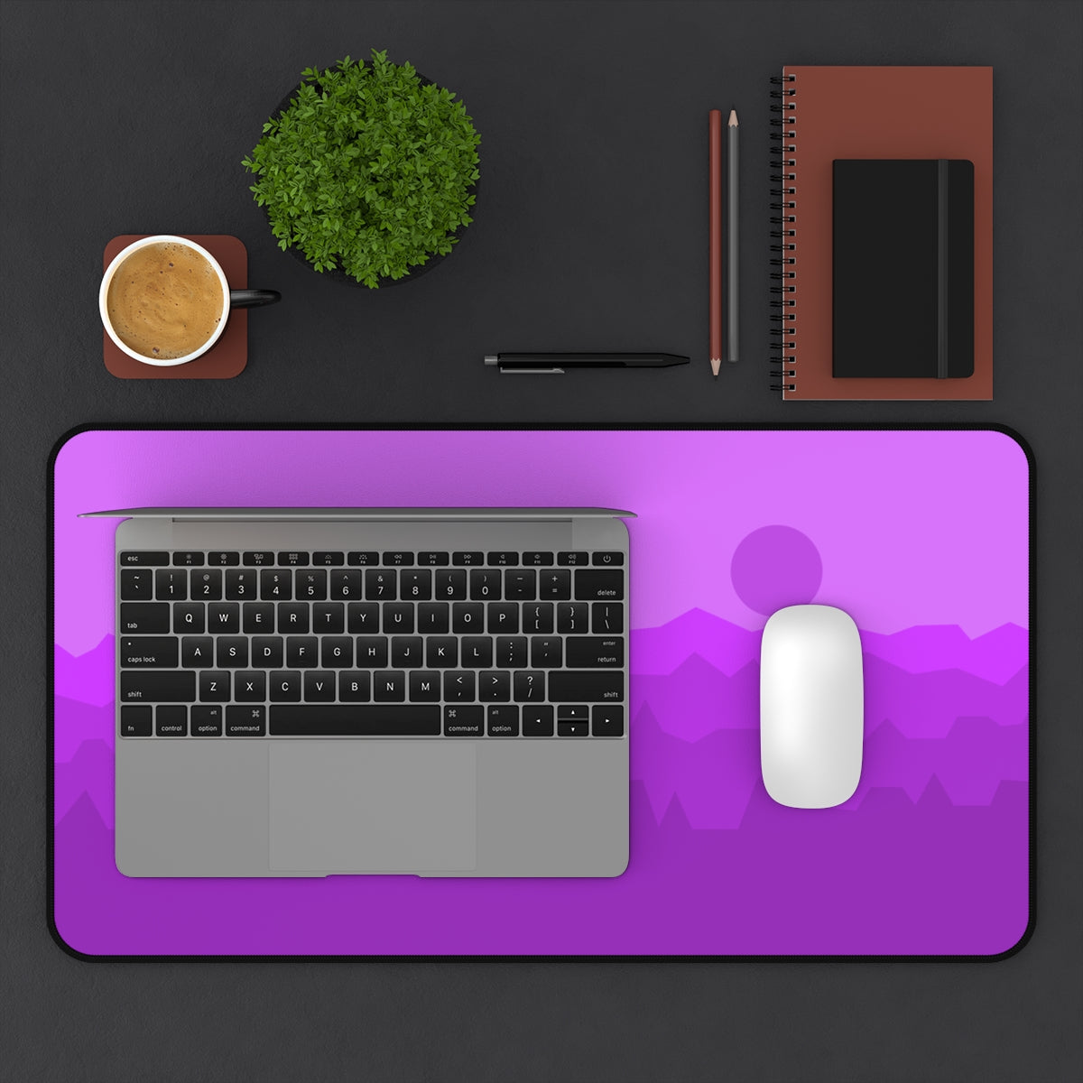 Purple Abstract Mountains Desk Mat - Desk Cookies