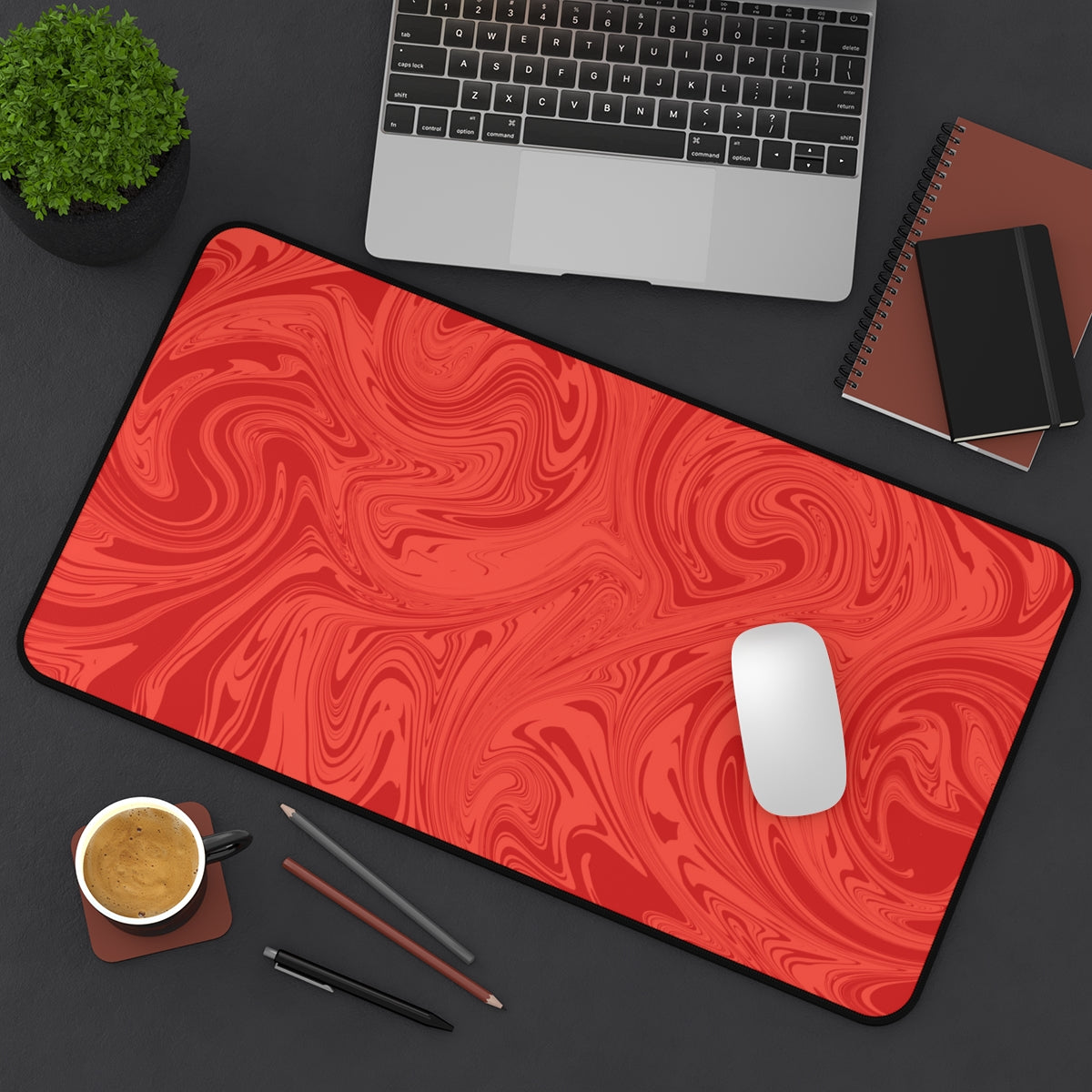 Red Swirl Desk Mat - Desk Cookies