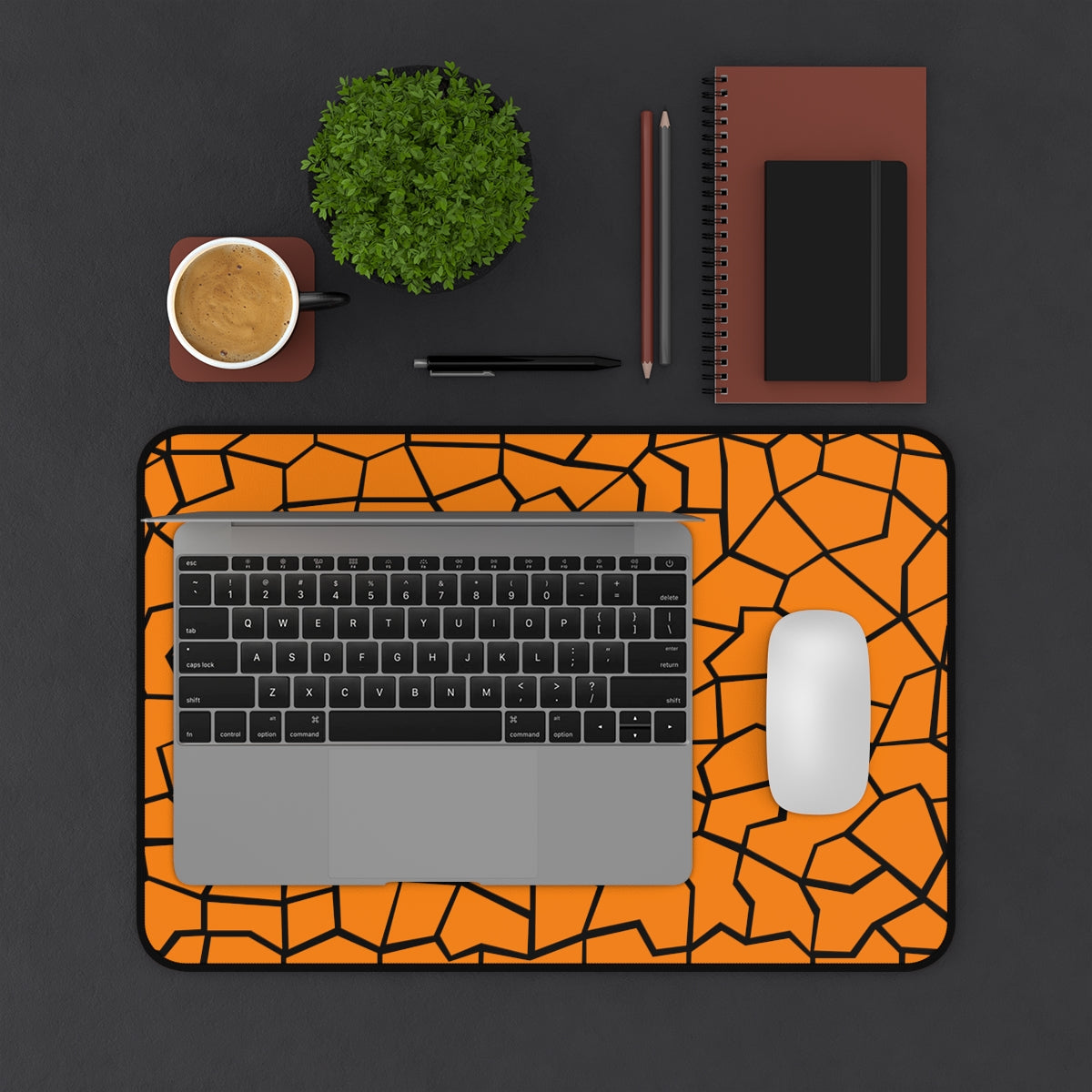 Orange & Black Giraffe Pattern Desk Mat - Desk Cookies
