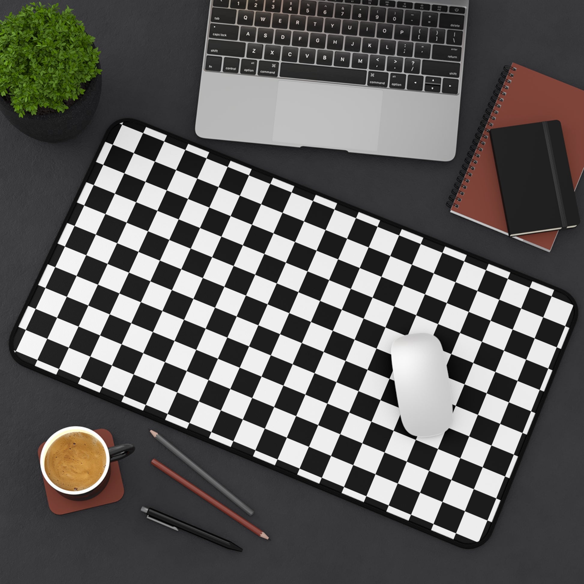 Black & White Checkered Desk Mat - Desk Cookies