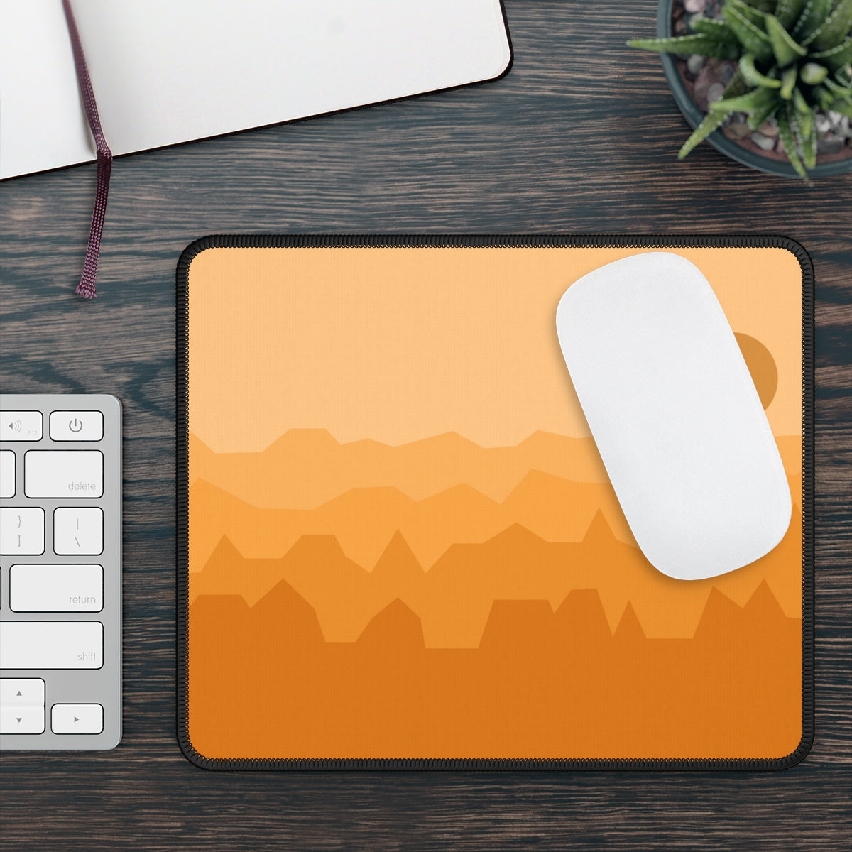 Orange Abstract Mountains Gaming Mouse Pad - Desk Cookies