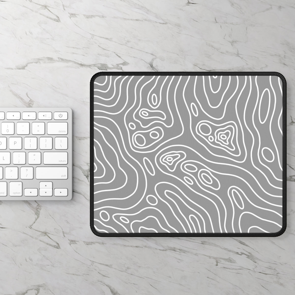 Gray Topographic Gaming Mouse Pad - Desk Cookies