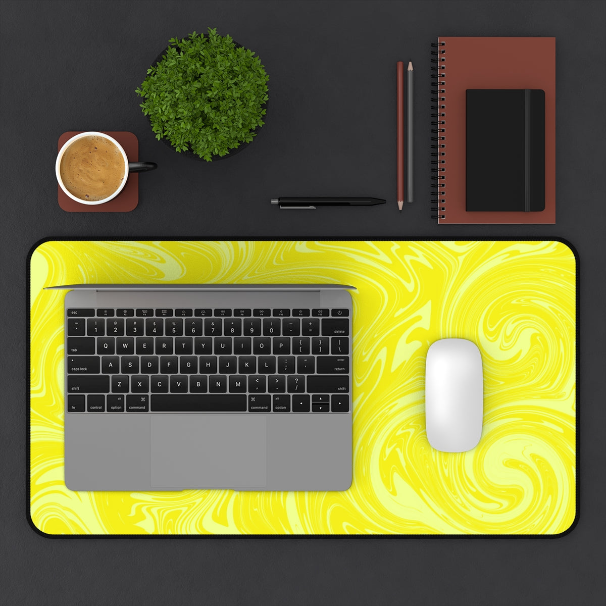 Yellow Swirl Desk Mat - Desk Cookies