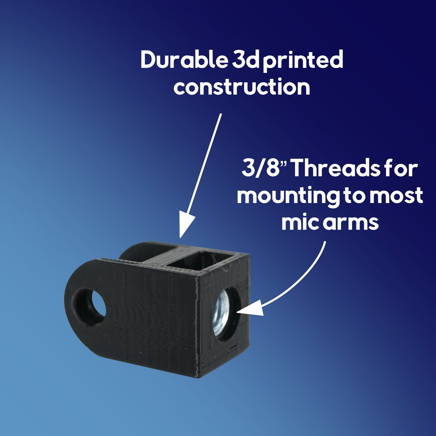 An infographic for the HyperX QuadCast microphone mount adapter.