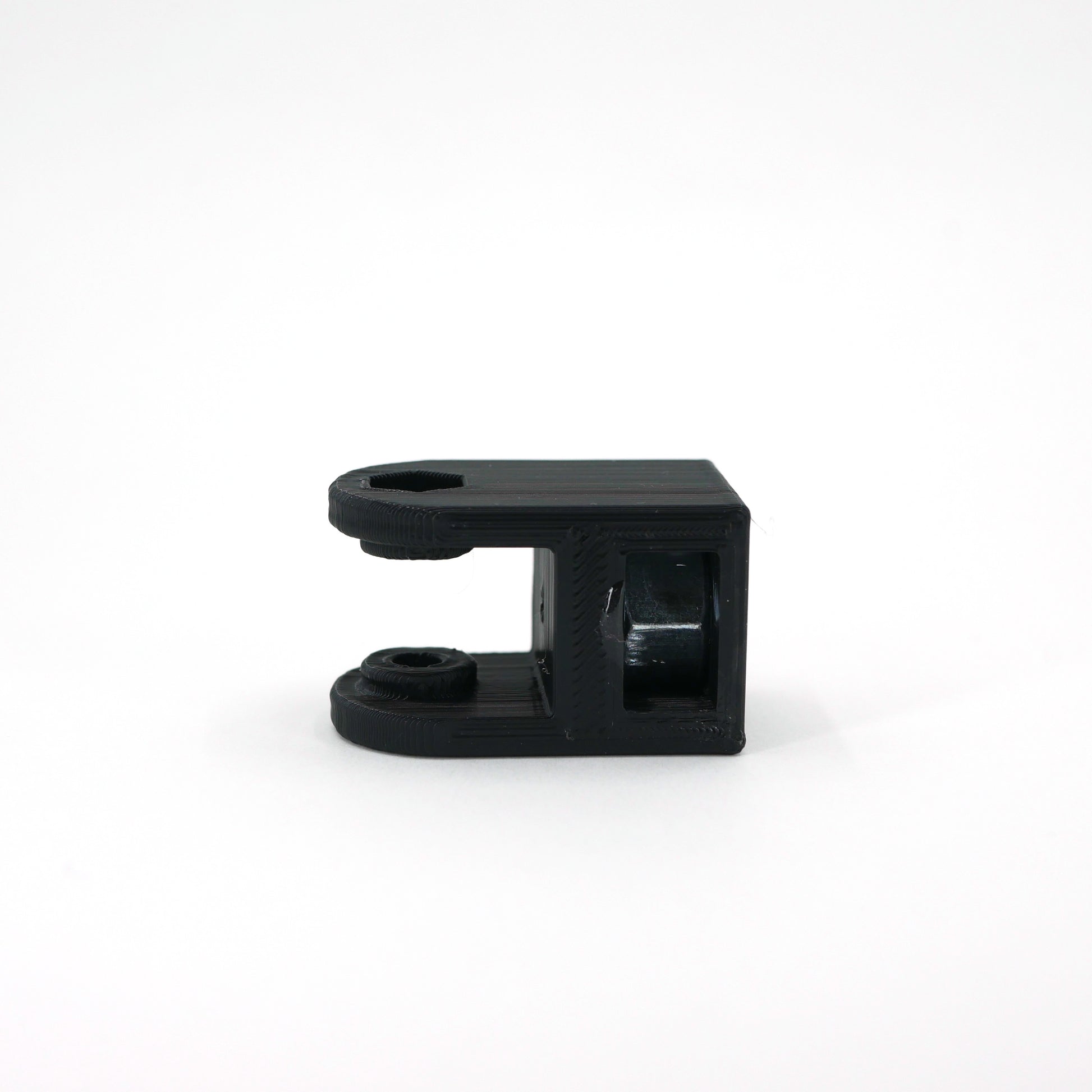 The front of a black HyperX SoloCast microphone mount adapter.