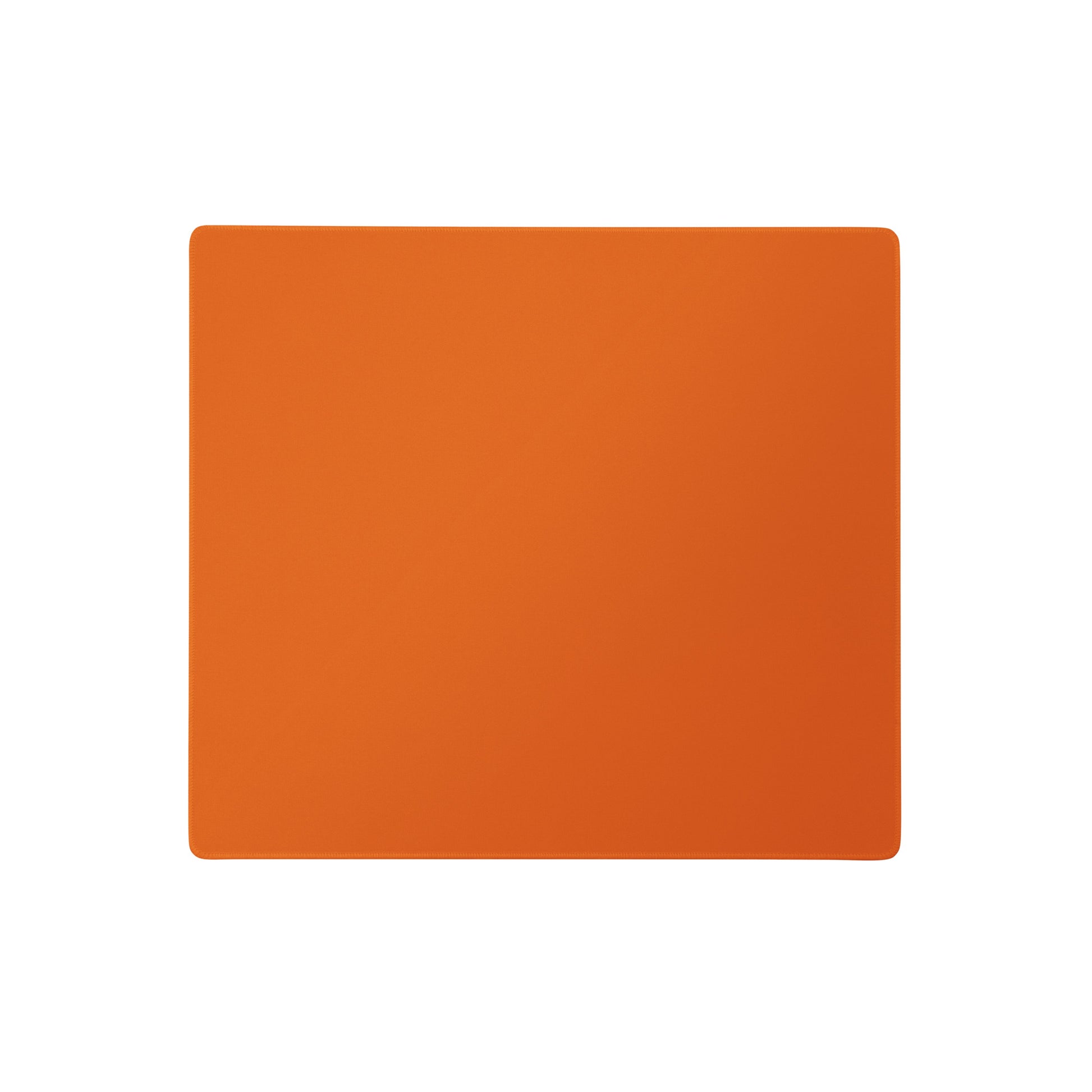 An 18" x 16" orange gaming desk pad.